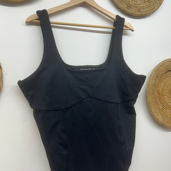 NWOT Abercrombie Black Seamed Bodice Tank One Piece Bodysuit Plus Size XXL - Picture 3 of 6